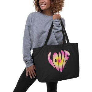 Love large organic tote bag