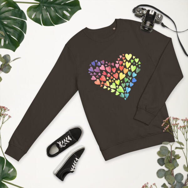 Watercolor Organic Heart Sweatshirt Valentine's Day - Image 3