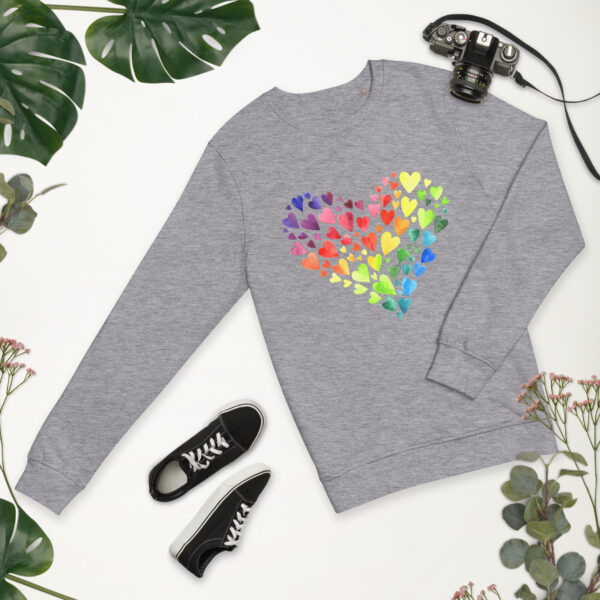 Watercolor Organic Heart Sweatshirt Valentine's Day - Image 4