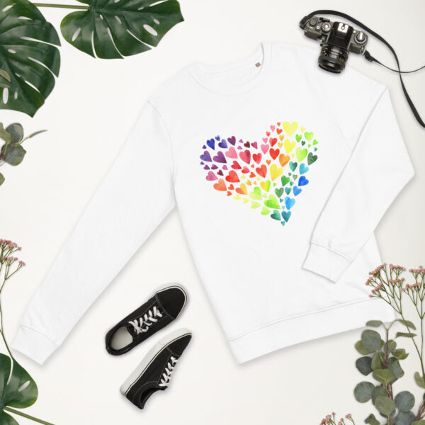 Watercolor Organic Heart Sweatshirt Valentine's Day - Image 5
