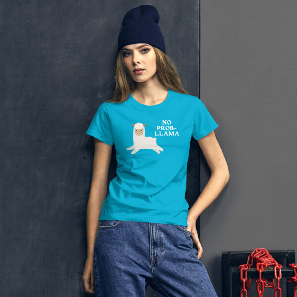 Women's short sleeve t-shirt No Prob llama | Ladies Funny Graphic Tee - Animal Lover Gift, Llama Shirt, Pet Lover Gift - Image 3