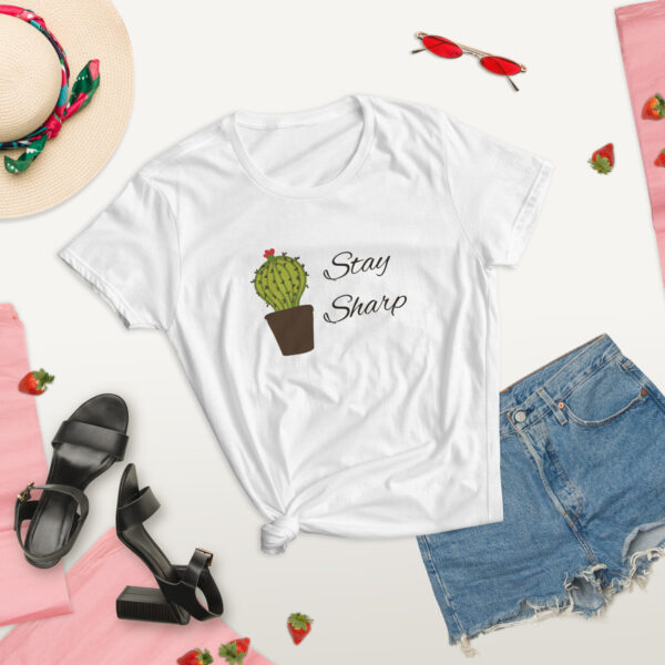 Cactus Stay SharpWomen's short sleeve t-shirt, Cactus Gift, Cactus Lover Gift, Cactus Owner Shirt, Funny Cactus, Hipster Plant Shirt. - Image 3