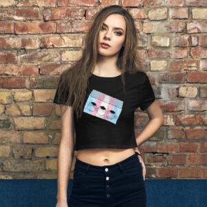 Trans Flag Brick Design Crop Tee