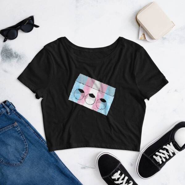 Trans Flag Brick Design Crop Tee - Image 2